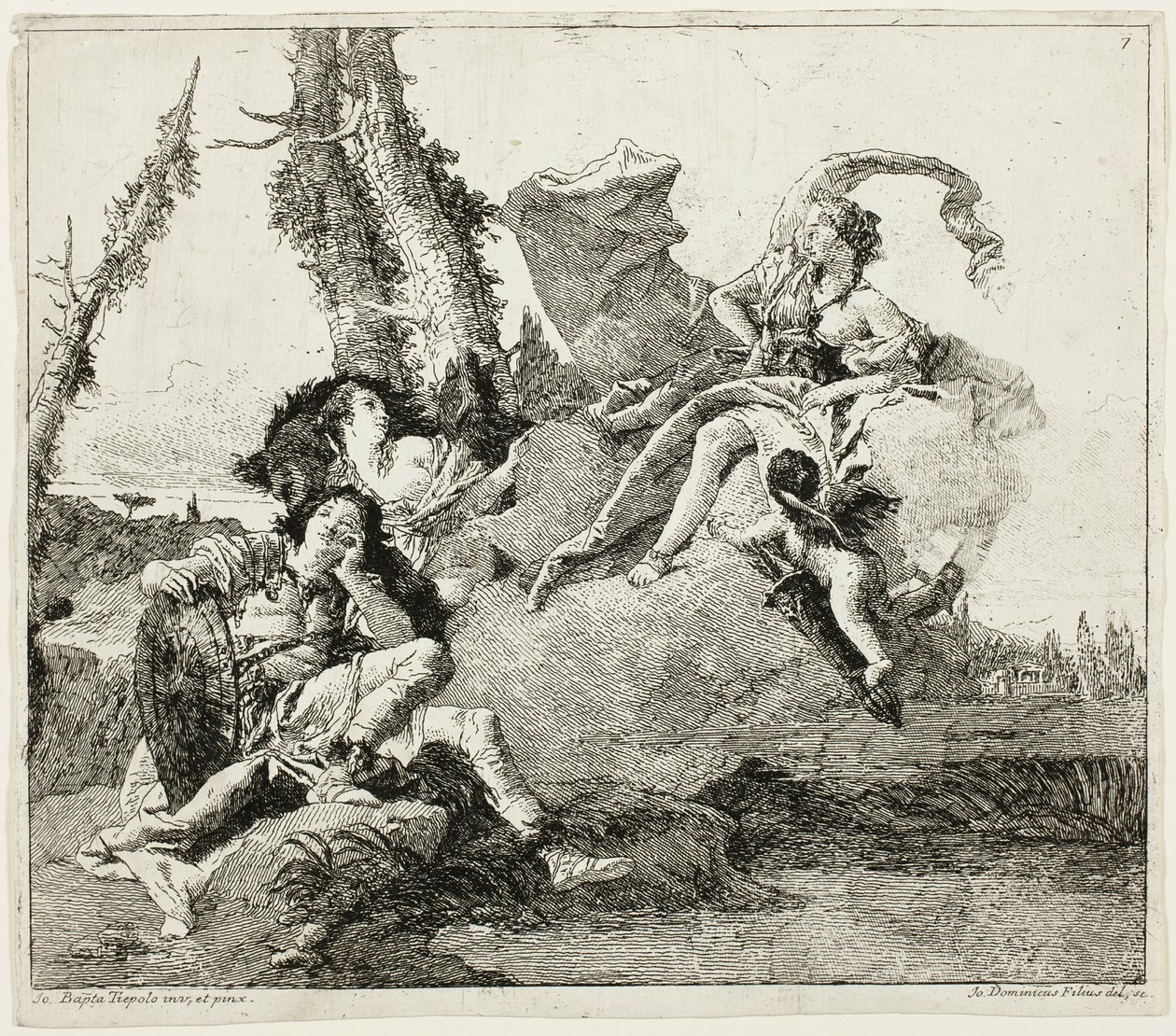 Armida ontmoet de slapende Rinaldo door Giovanni Domenico Tiepolo