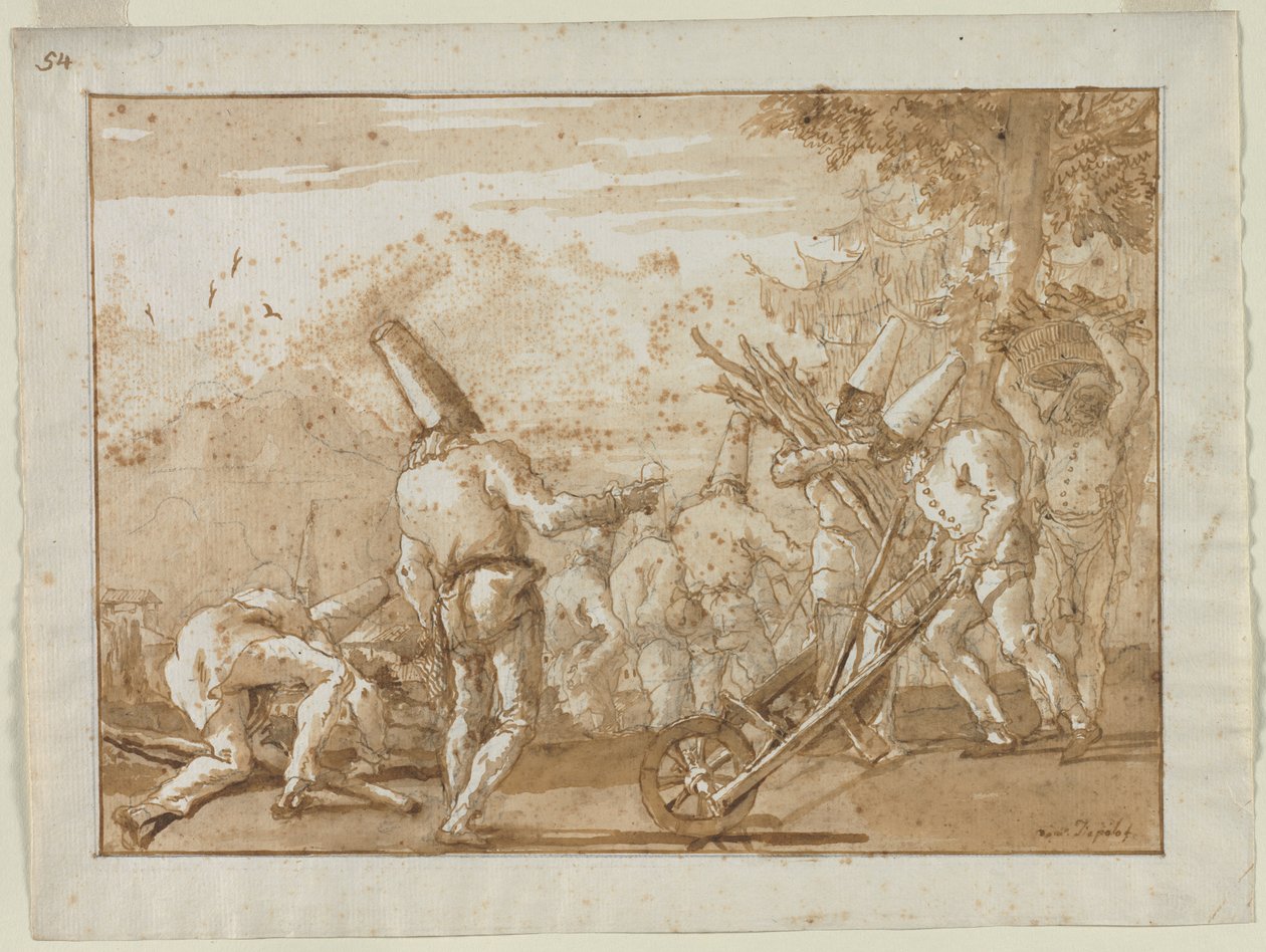 Hout verzamelen, late jaren 1790 door Giovanni Domenico Tiepolo