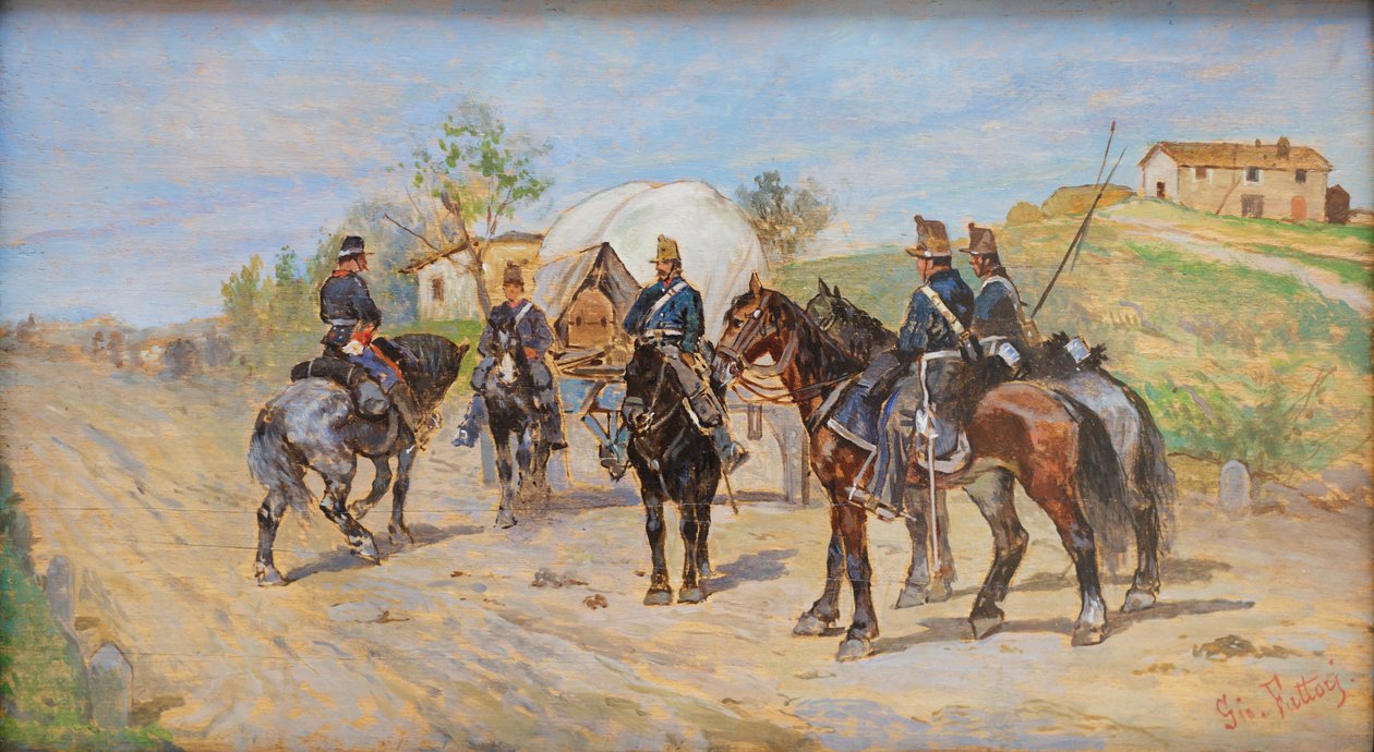 Cavalerie in rust door Giovanni Fattori