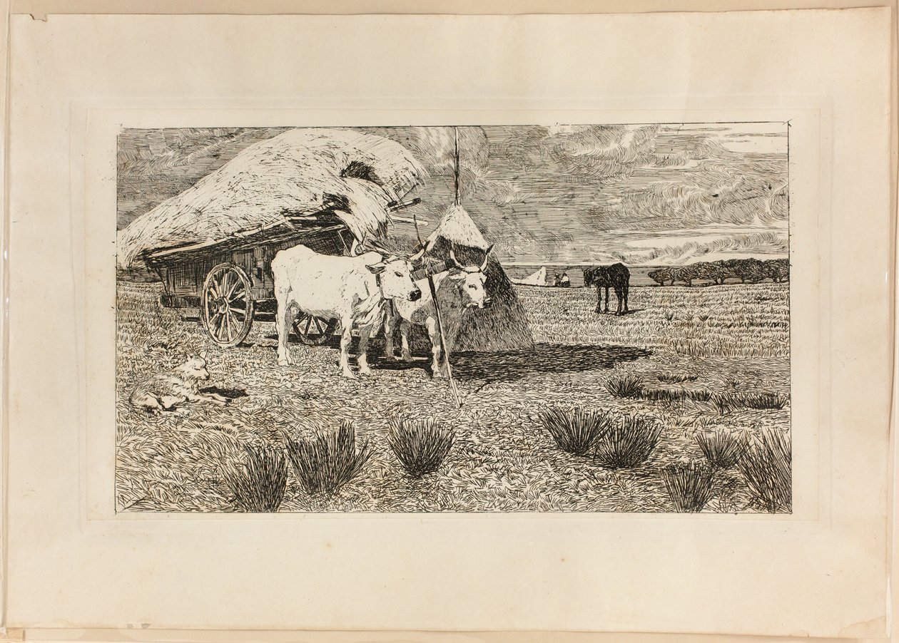 Ossen en wagen (Maremma) door Giovanni Fattori