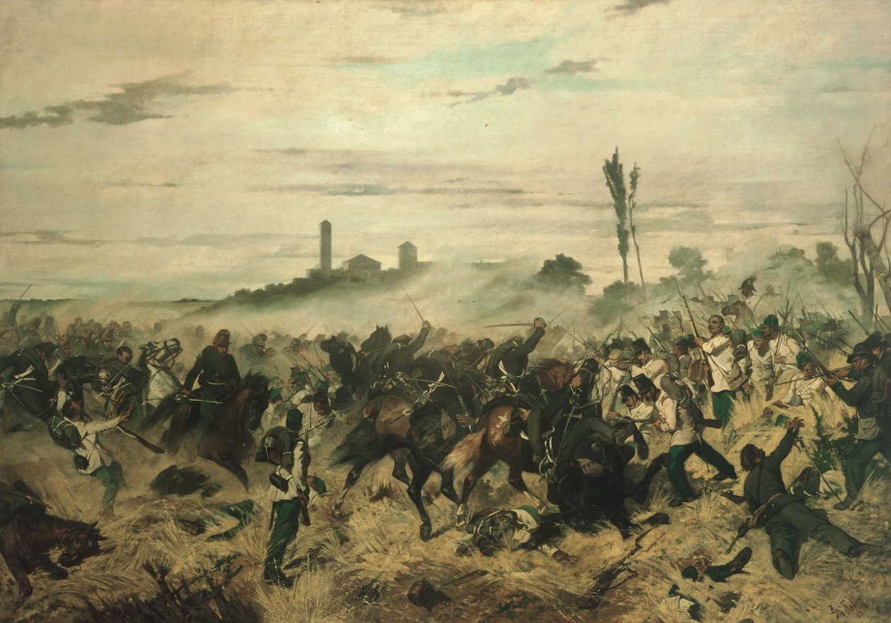 De Slag bij Montebello door Giovanni Fattori