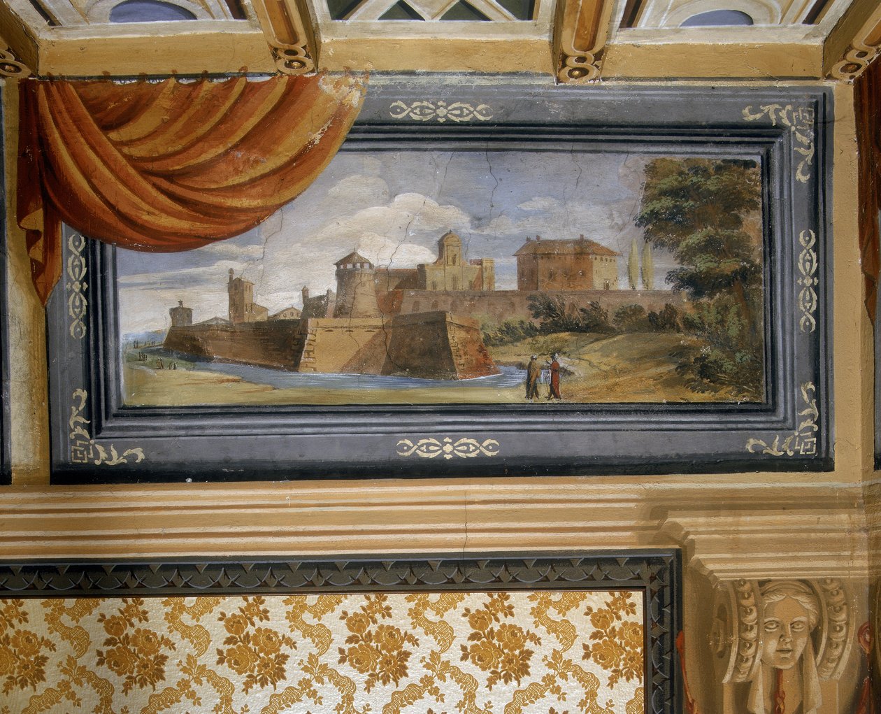 Landelijk landschap met gebouwen door Giovanni Francesco Barbieri