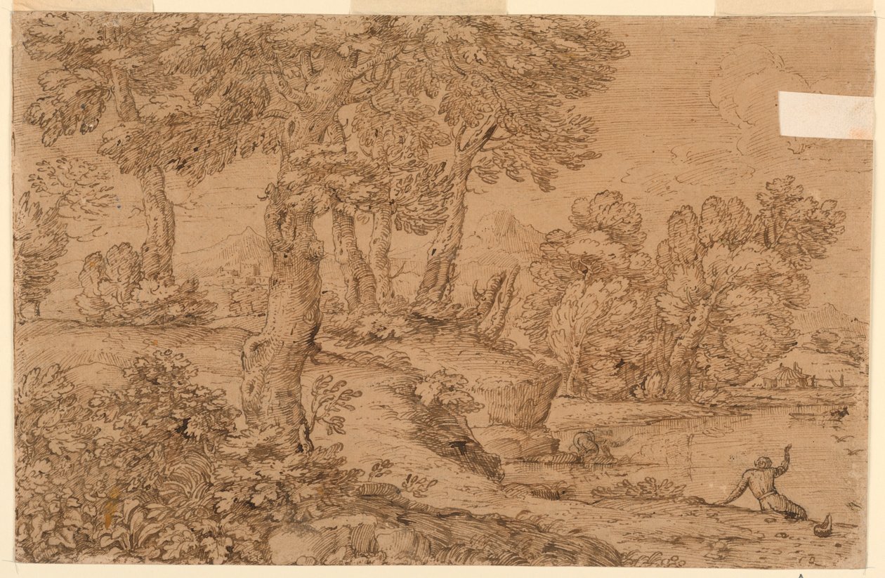 Boslandschap met een Vijver door Giovanni Francesco Grimaldi