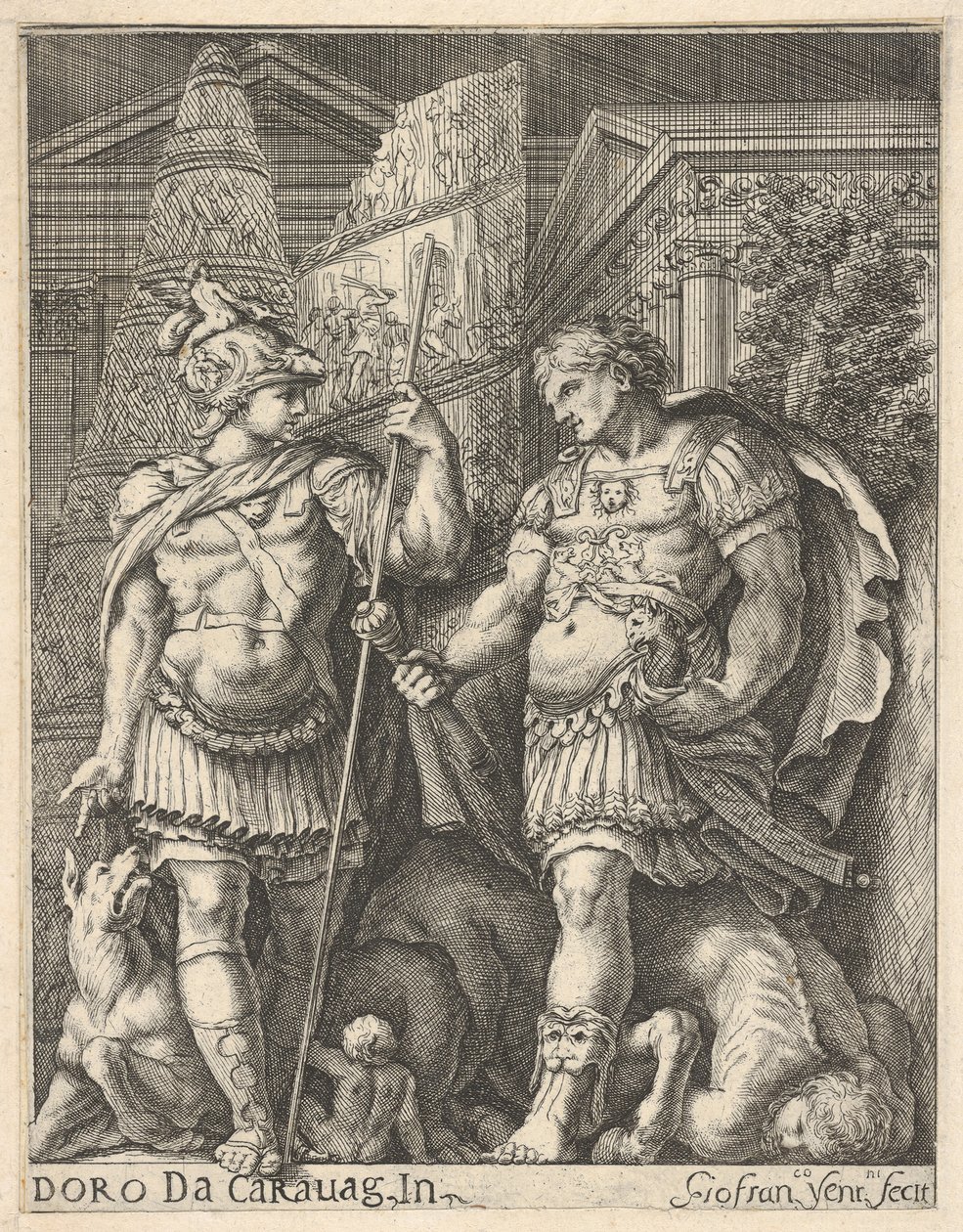 Twee Romeinse soldaten, 17e eeuw door Giovanni Francesco Venturini