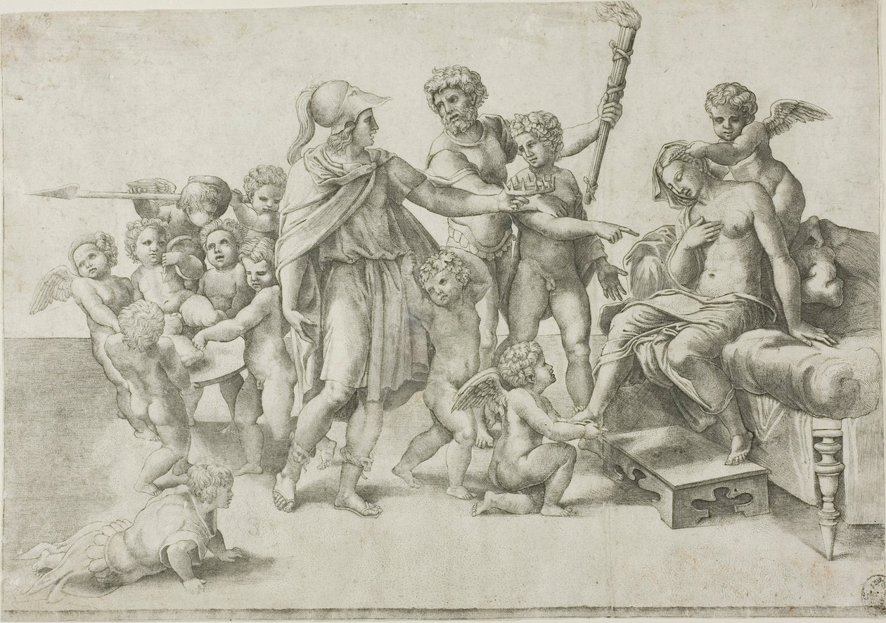 Alexander en Roxana door Giovanni Jacopo Caraglio