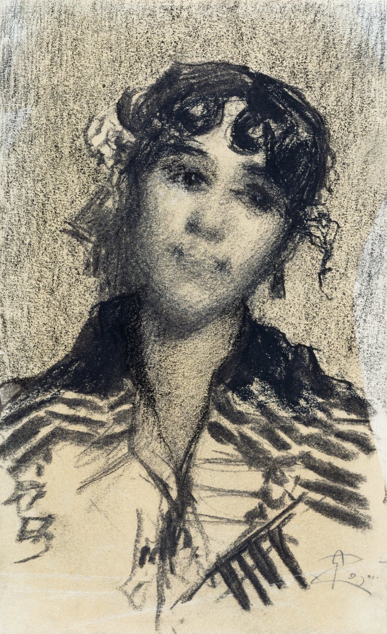 Hoofd van een vrouw door Giovanni Segantini
