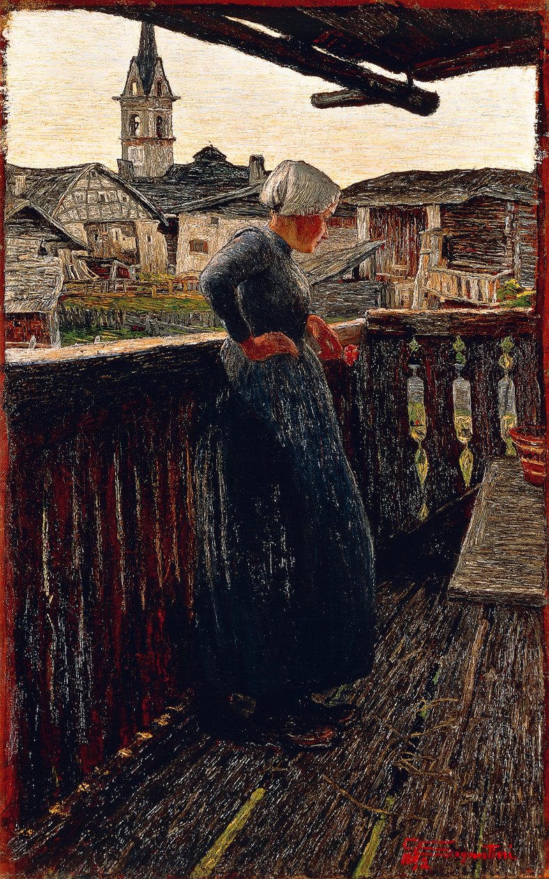 Op balkon door Giovanni Segantini
