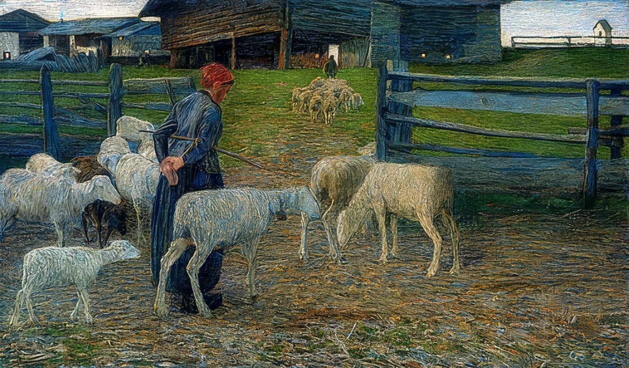 Terugkeer naar de stal. 1888 door Giovanni Segantini