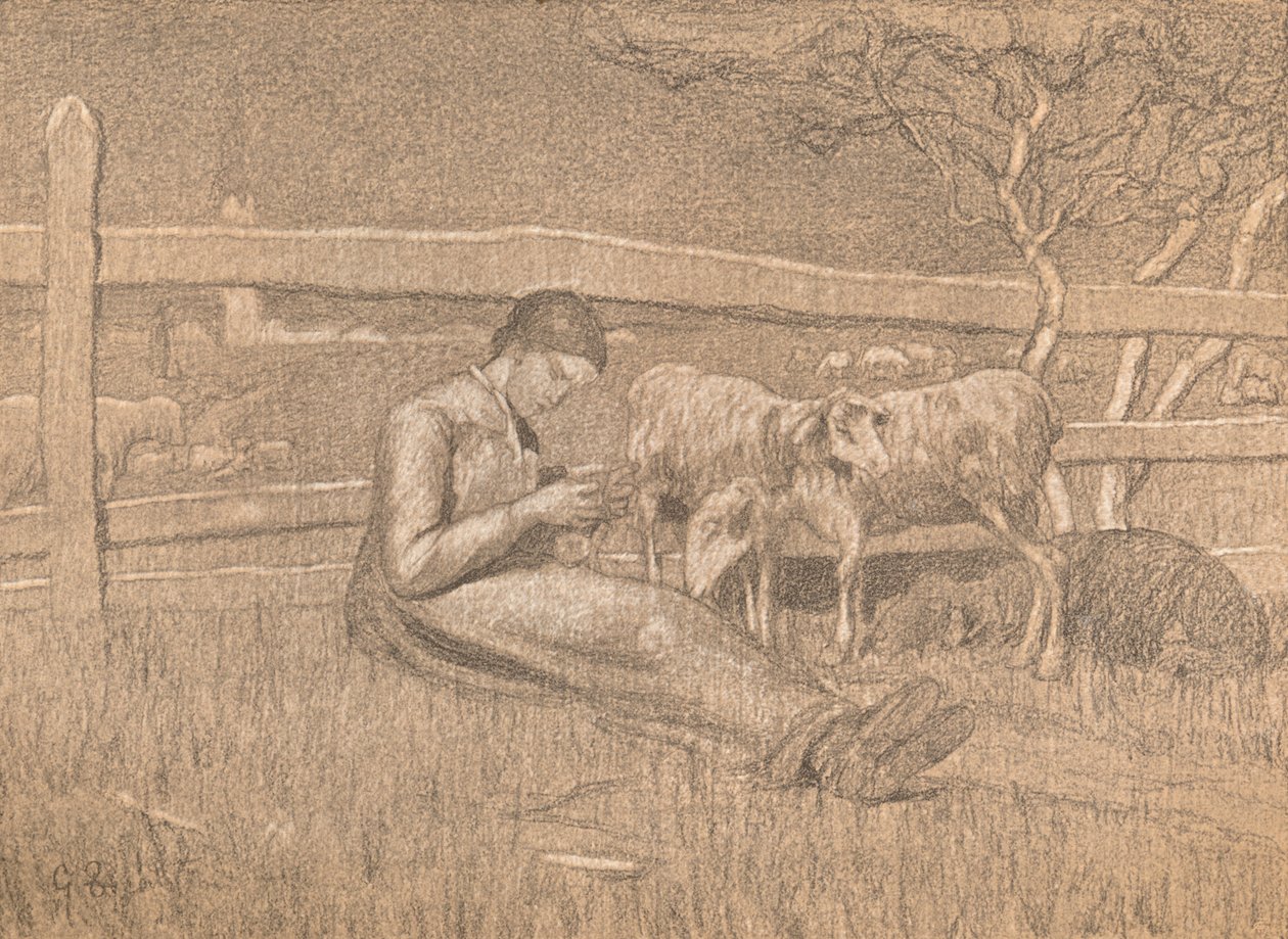 De herderin, ca. 1888 door Giovanni Segantini