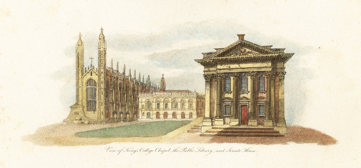 Zicht op de Universiteit van Cambridge door Giovanni Vendramini