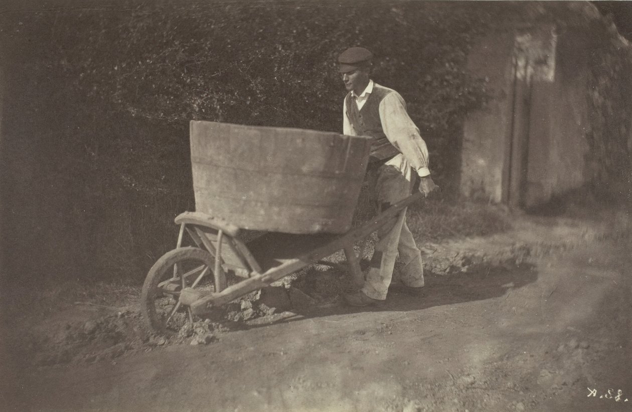 Mannelijke boer met kruiwagen door Giraudon