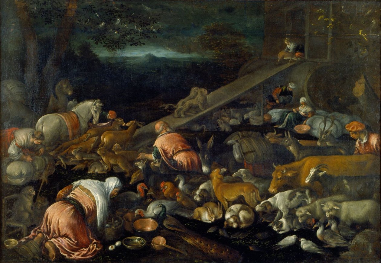 De intocht van de dieren in de ark van Noach door Girolamo da Ponte