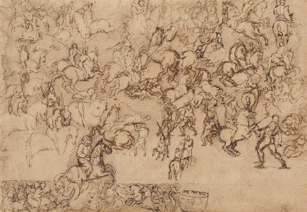 Gevechtsscène door Girolamo Genga