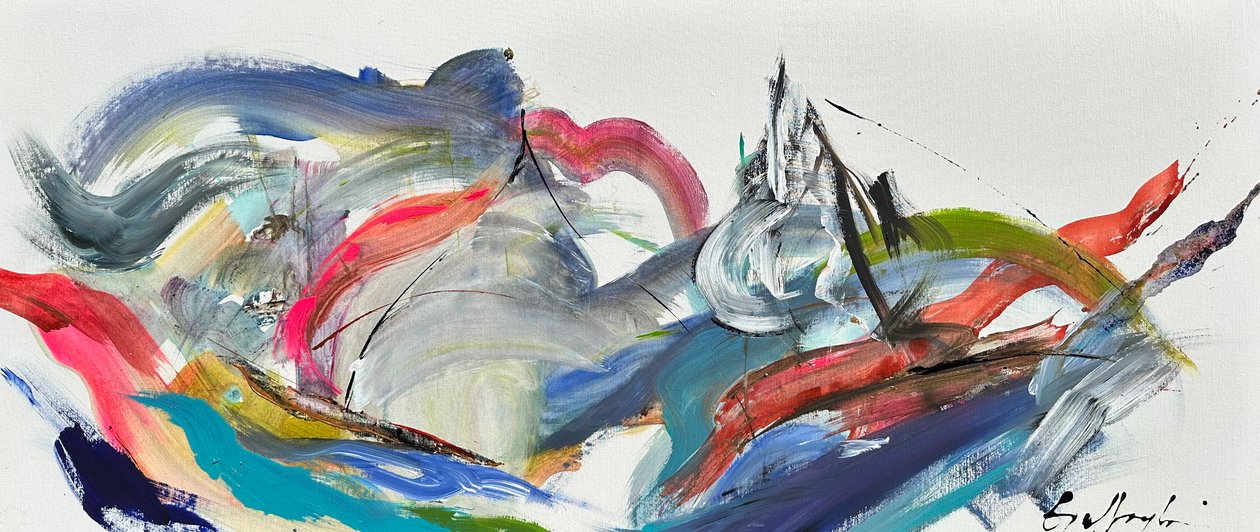 Vechten tegen de elementen (schilderij) door Gisela Gaffoglio