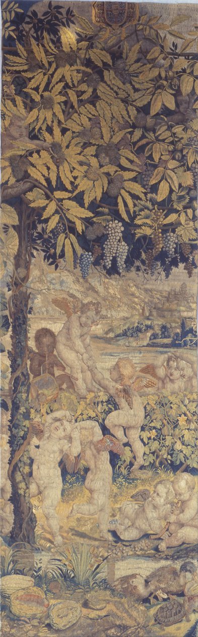 Wandtapijt met spelende putti door Giulio Romano