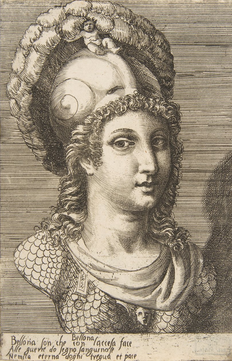 Buste van Bellona, ca. 1531-76 door Giulio Bonasone