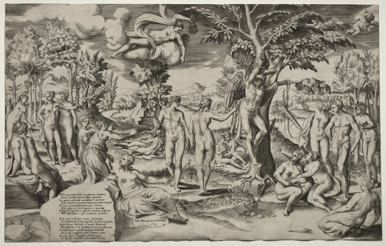 Liefde in de Elyseïsche Velden, 1563 door Giulio Bonasone