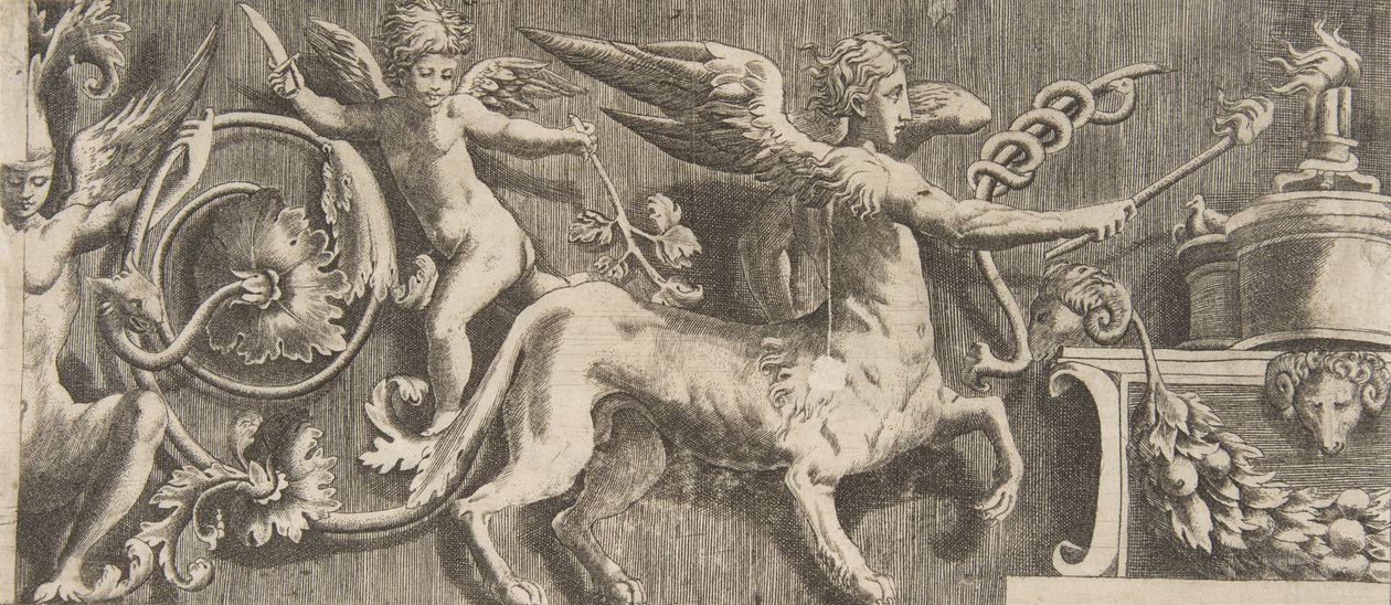 Ornament fries met gevleugelde Centaur, 1531-76 door Giulio Bonasone