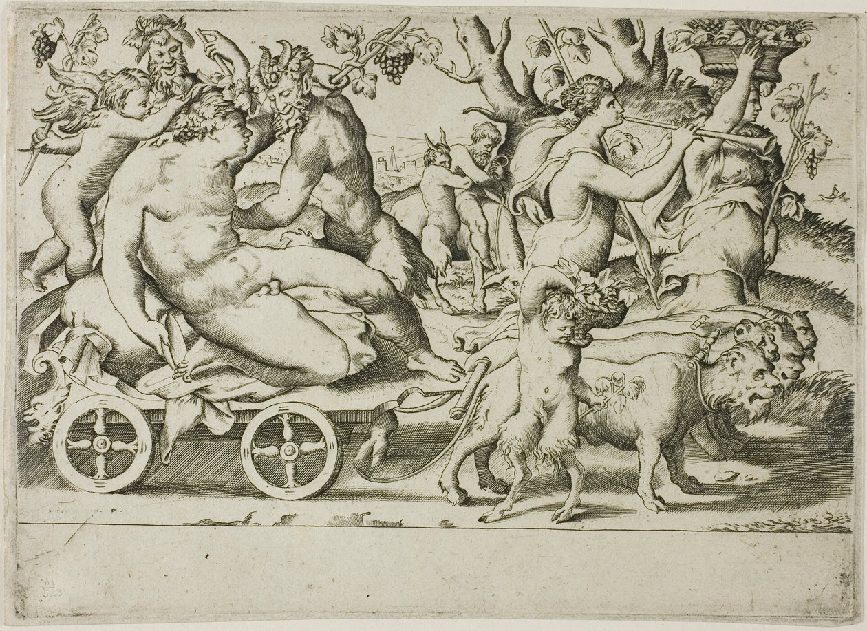 De triomf van Bacchus door Giulio Bonasone