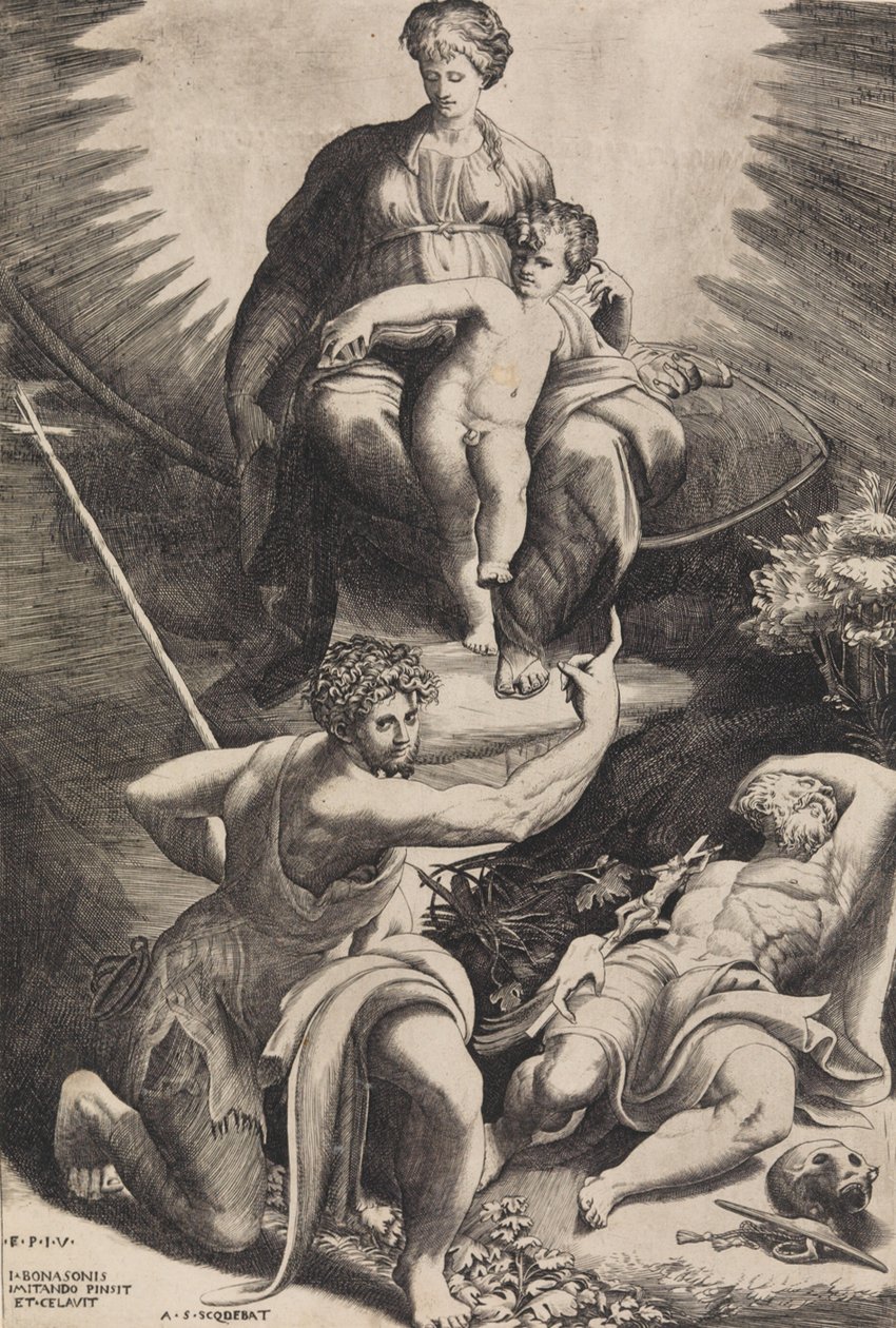 Het visioen van Sint Hiëronymus door Giulio Bonasone
