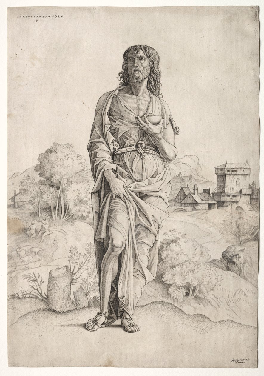 Sint Johannes de Doper, ca. 1505 door Giulio Campagnola