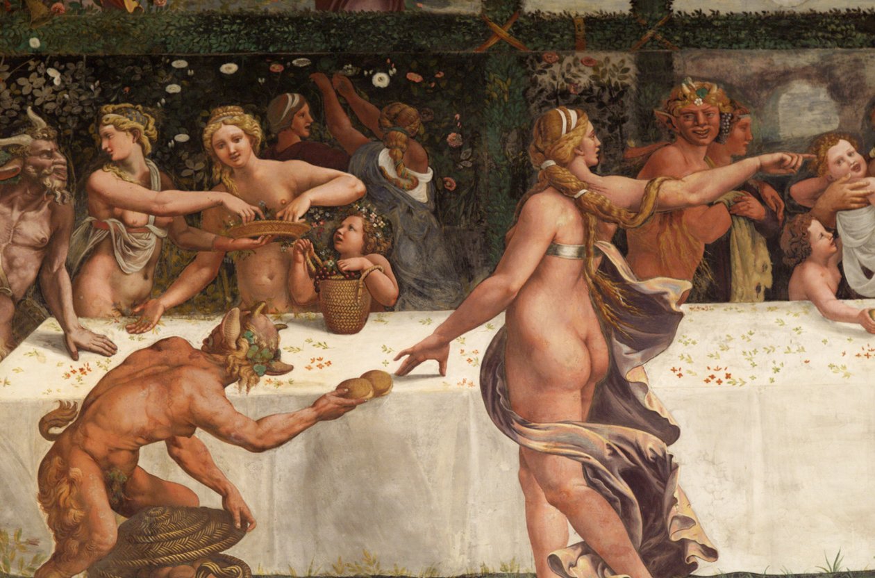 Bruiloftsfeest van Cupido en Psyche (detail) door Giulio Romano