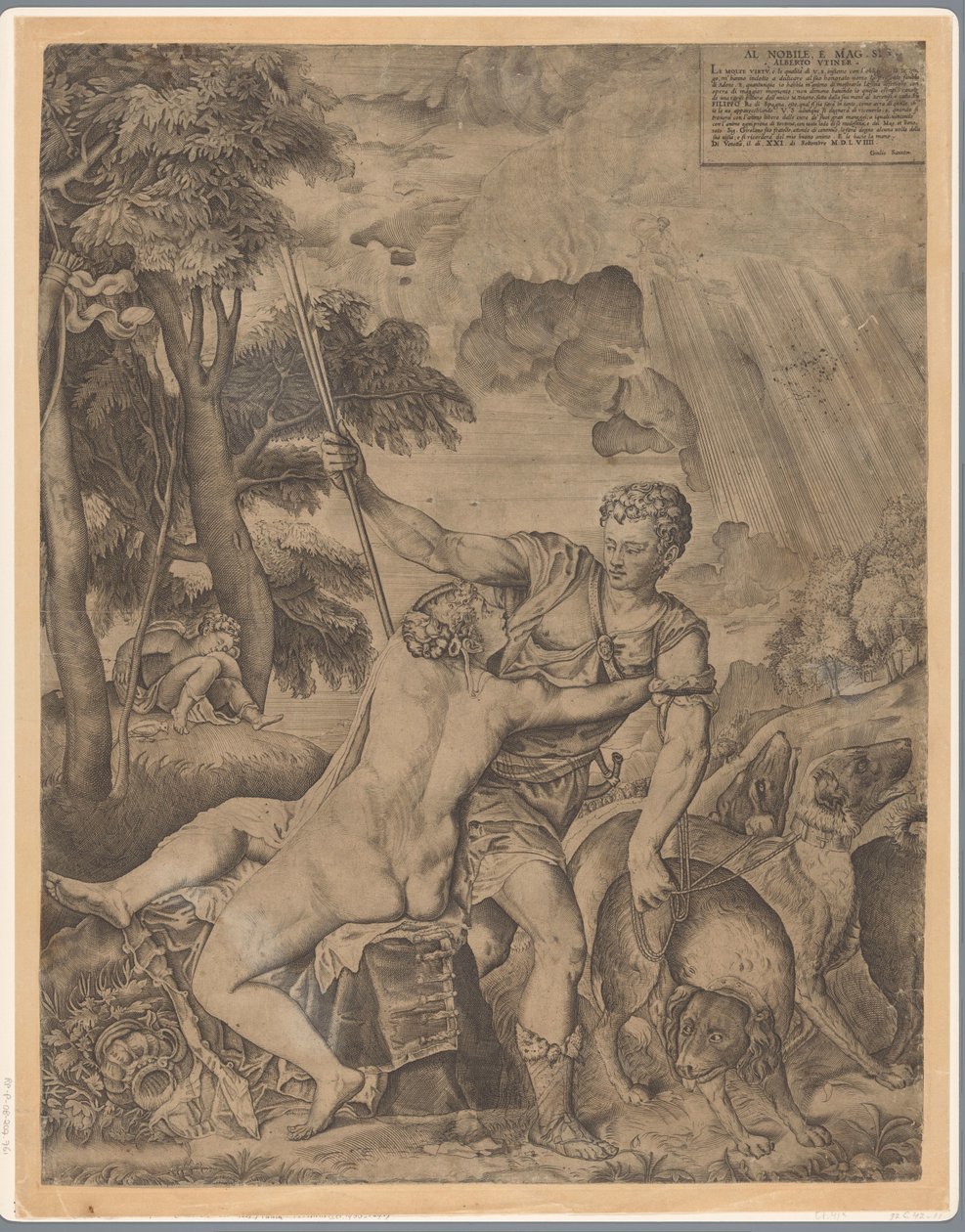 Venus en Adonis door Giulio Sanuto