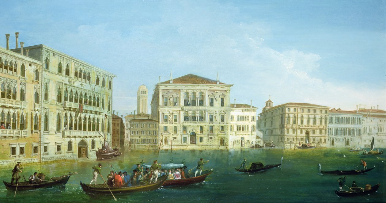 De Casa Foscari en het Palazzo Balbi, vanaf het Canal Grande, Venetië door Giuseppe Bernardino Bison