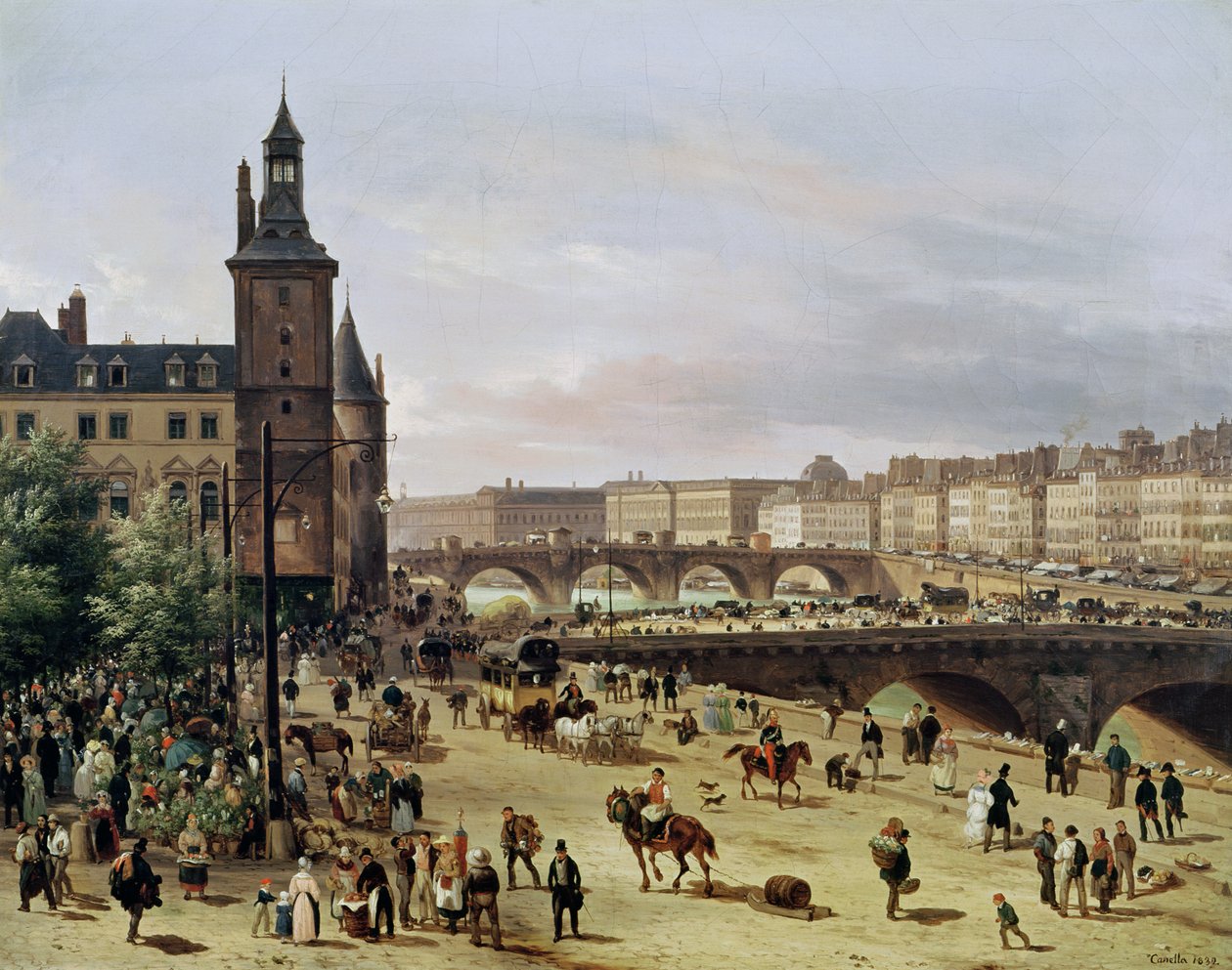 De bloemenmarkt, 1832 door Giuseppe Canella