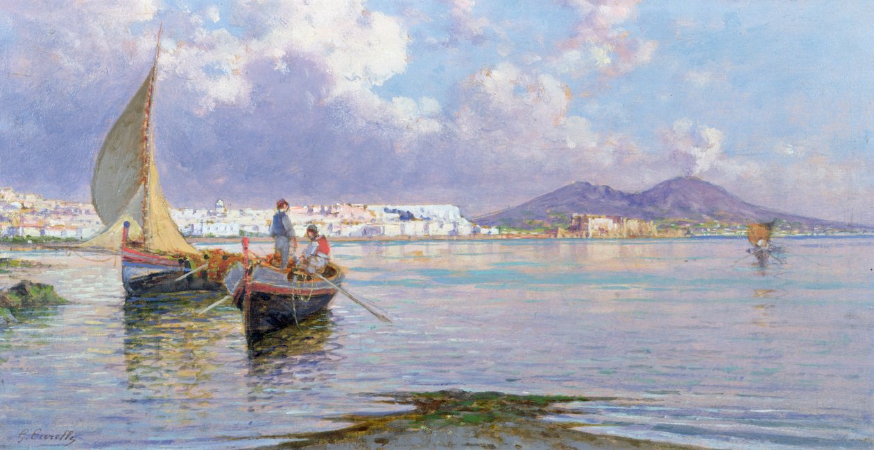 Napels, vanaf Mergellina door Giuseppe Carelli