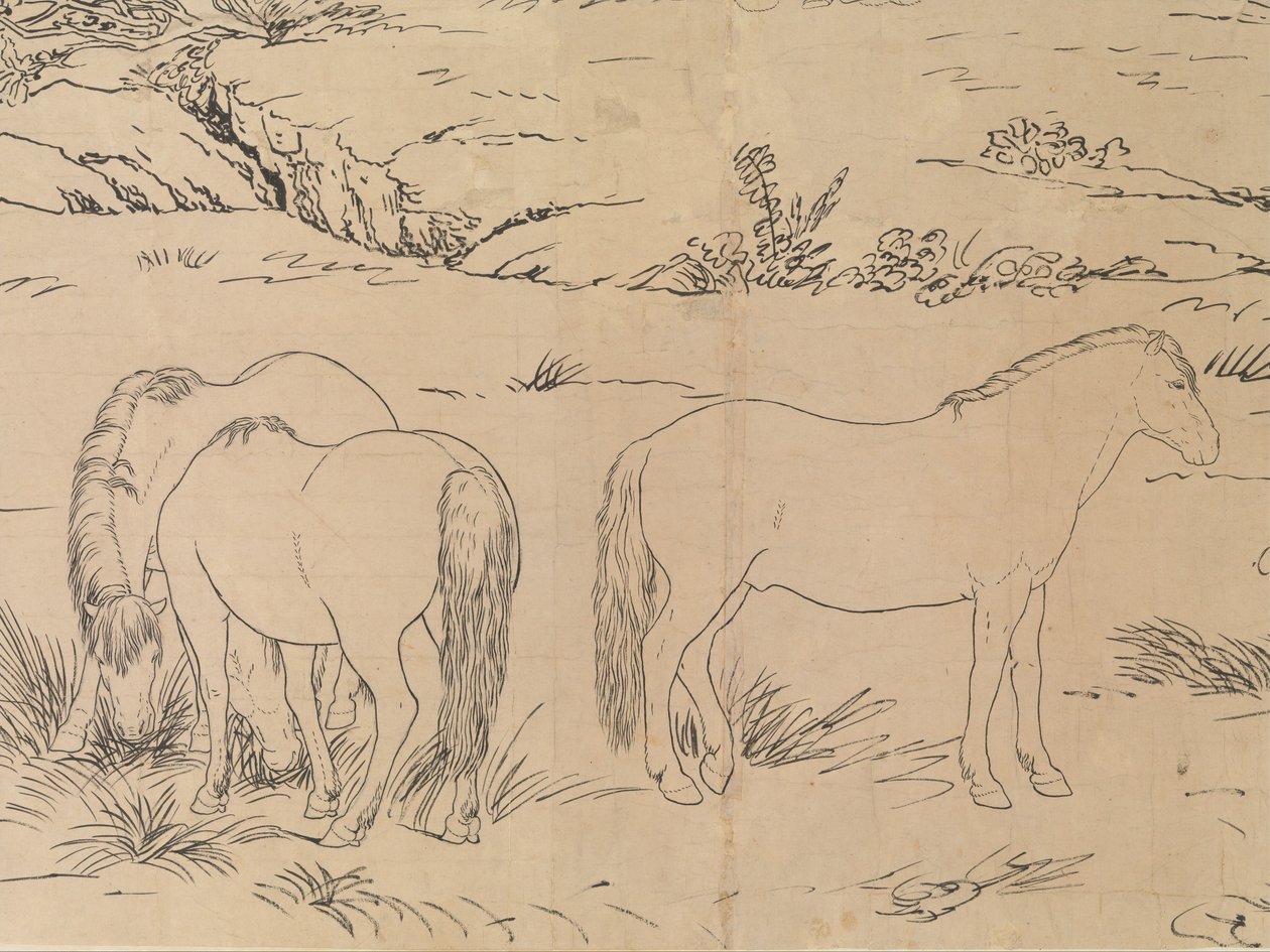 Honderd paarden (schets) door Giuseppe Castiglione