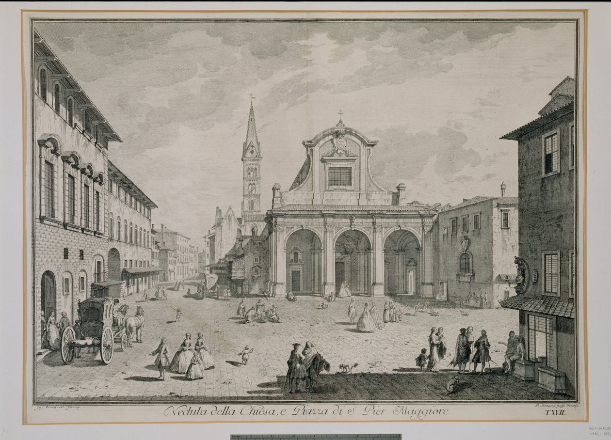 Uitzicht op de kerk van San Pier Maggiore, Florence door Giuseppe Zocchi