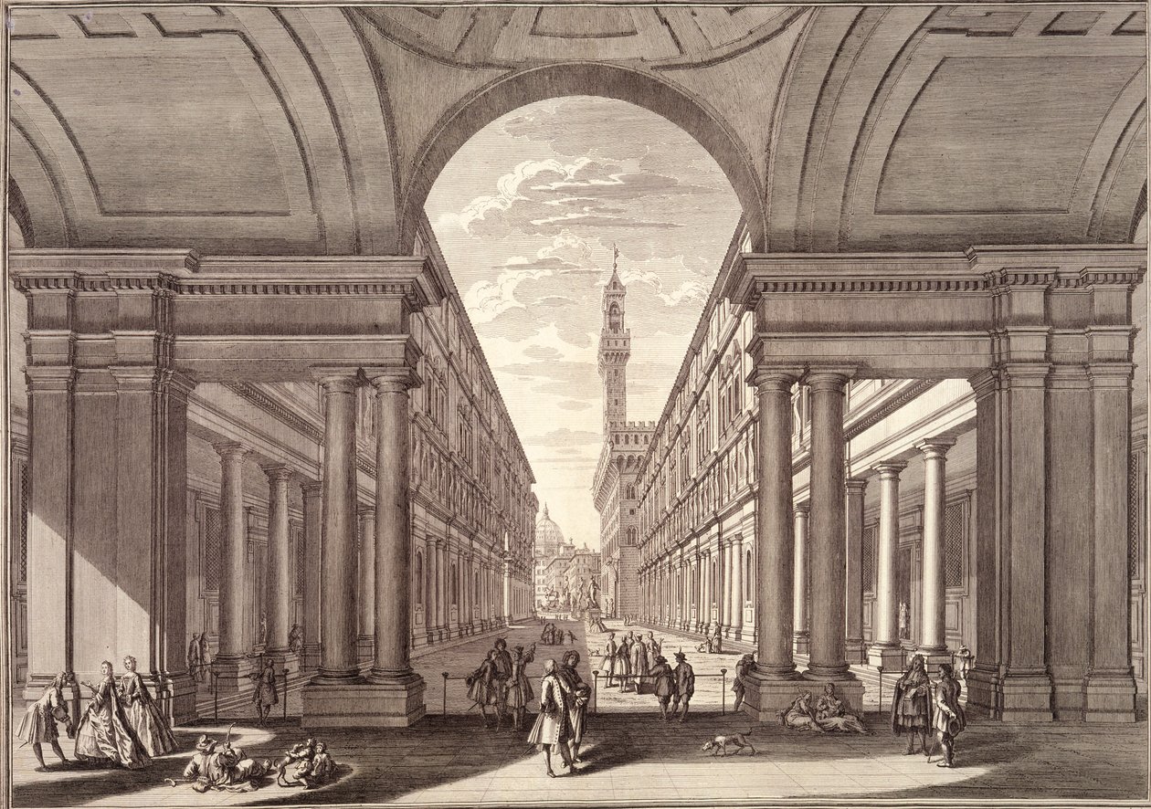Uitzicht op de Uffizi, Florence door Giuseppe Zocchi