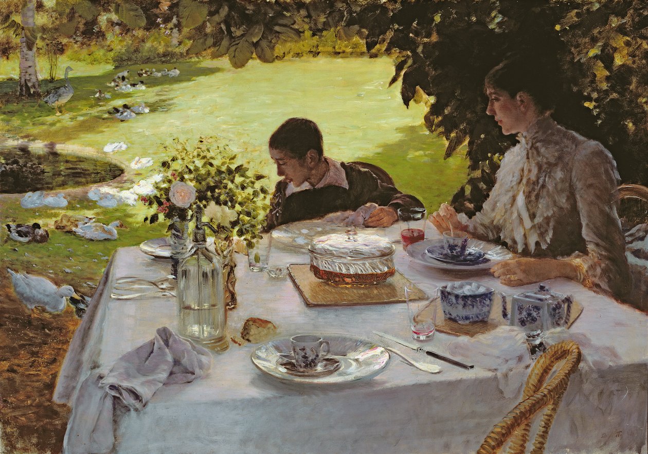 Ontbijt in de tuin, 1883 door Giuseppe de Nittis