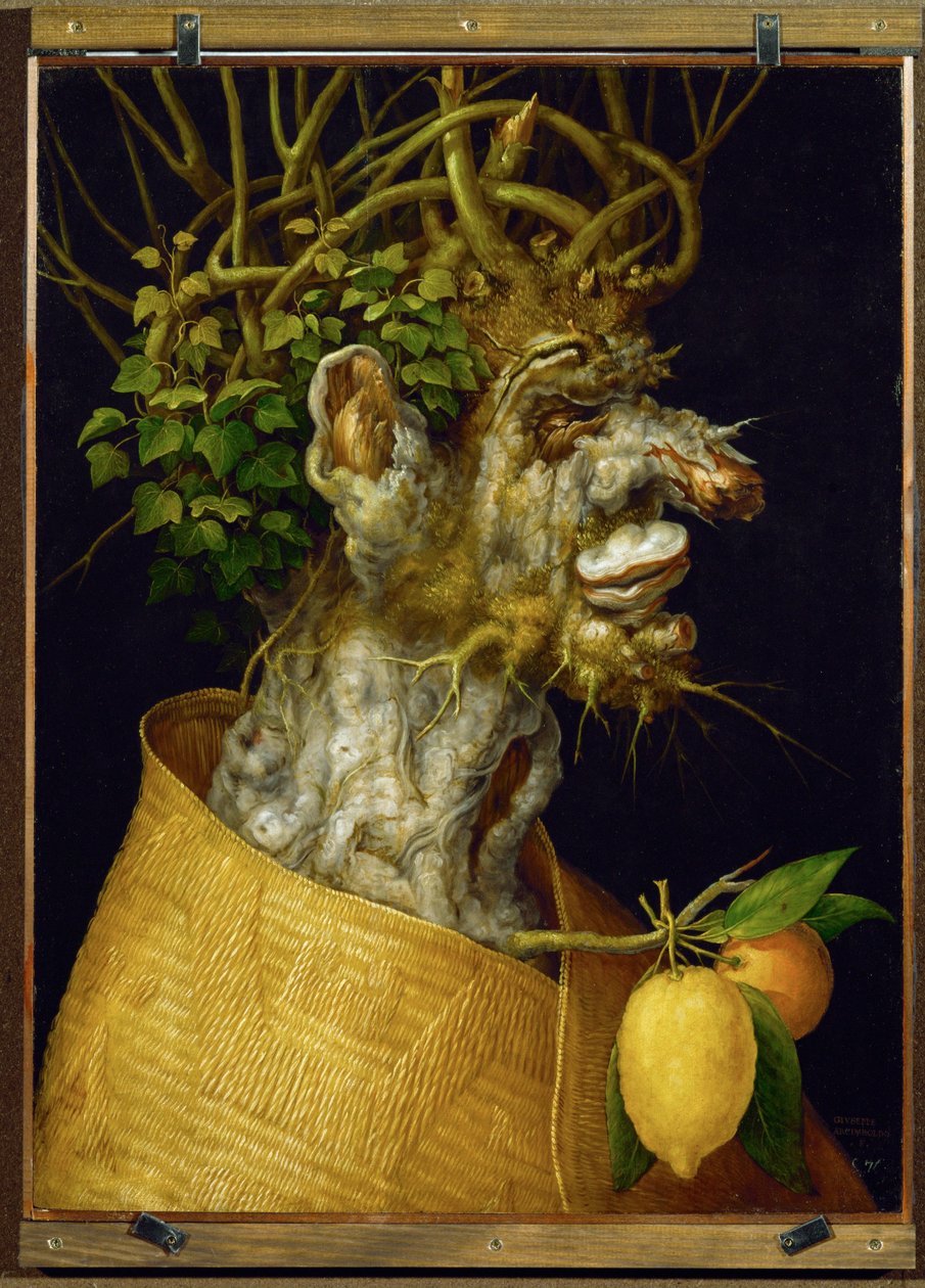 Winter, allegorie ... (kalkhout) door Giuseppe Arcimboldo
