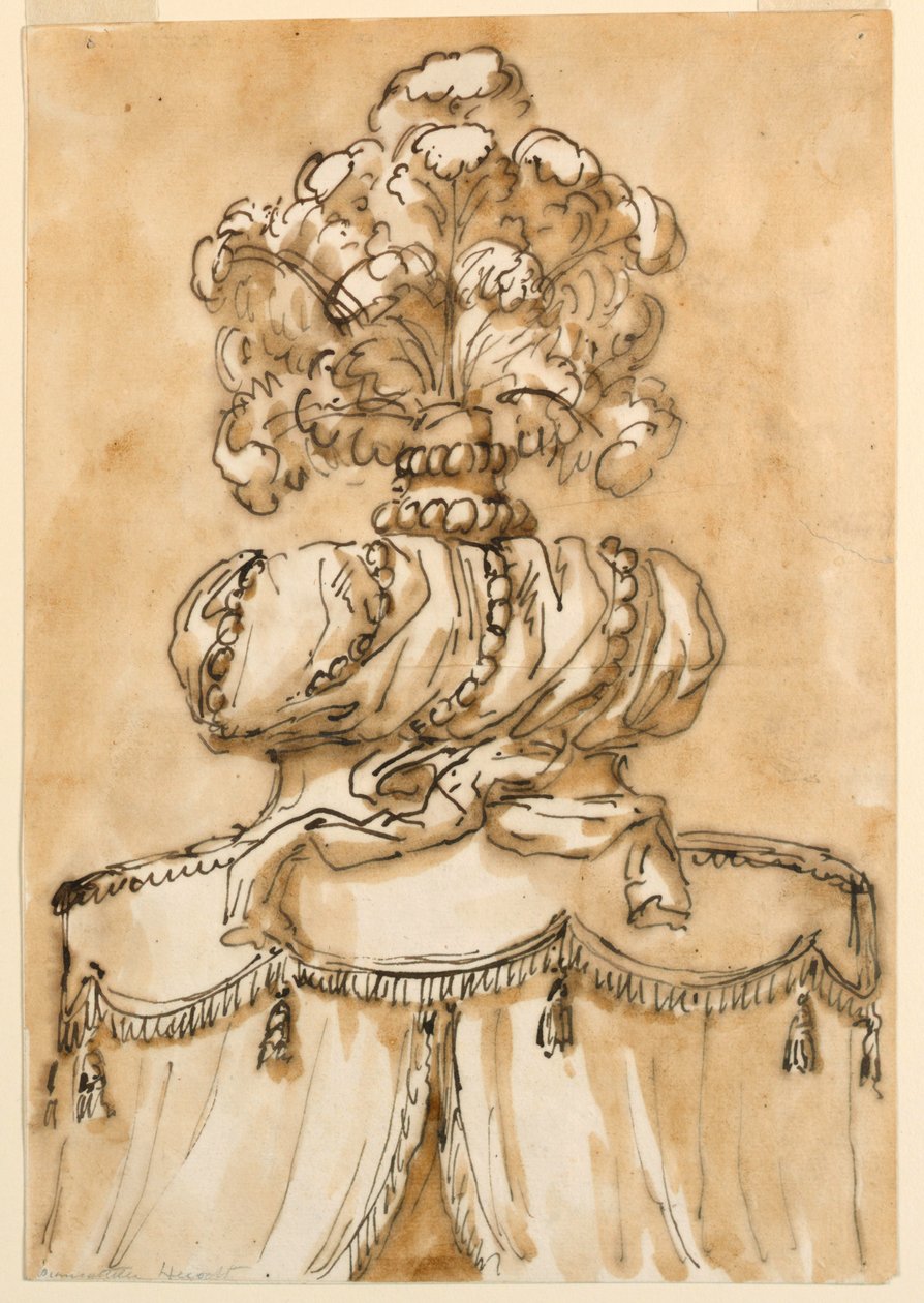 Detail van een gevederde baldakijn door Giuseppe Barberi