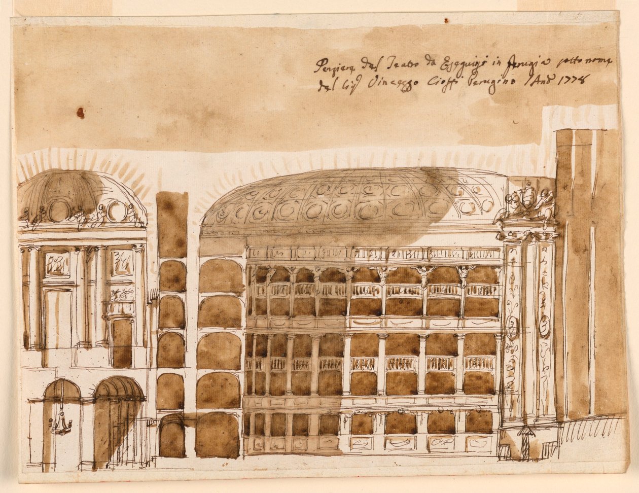 Sectie van een Theater in Perugia door Giuseppe Barberi