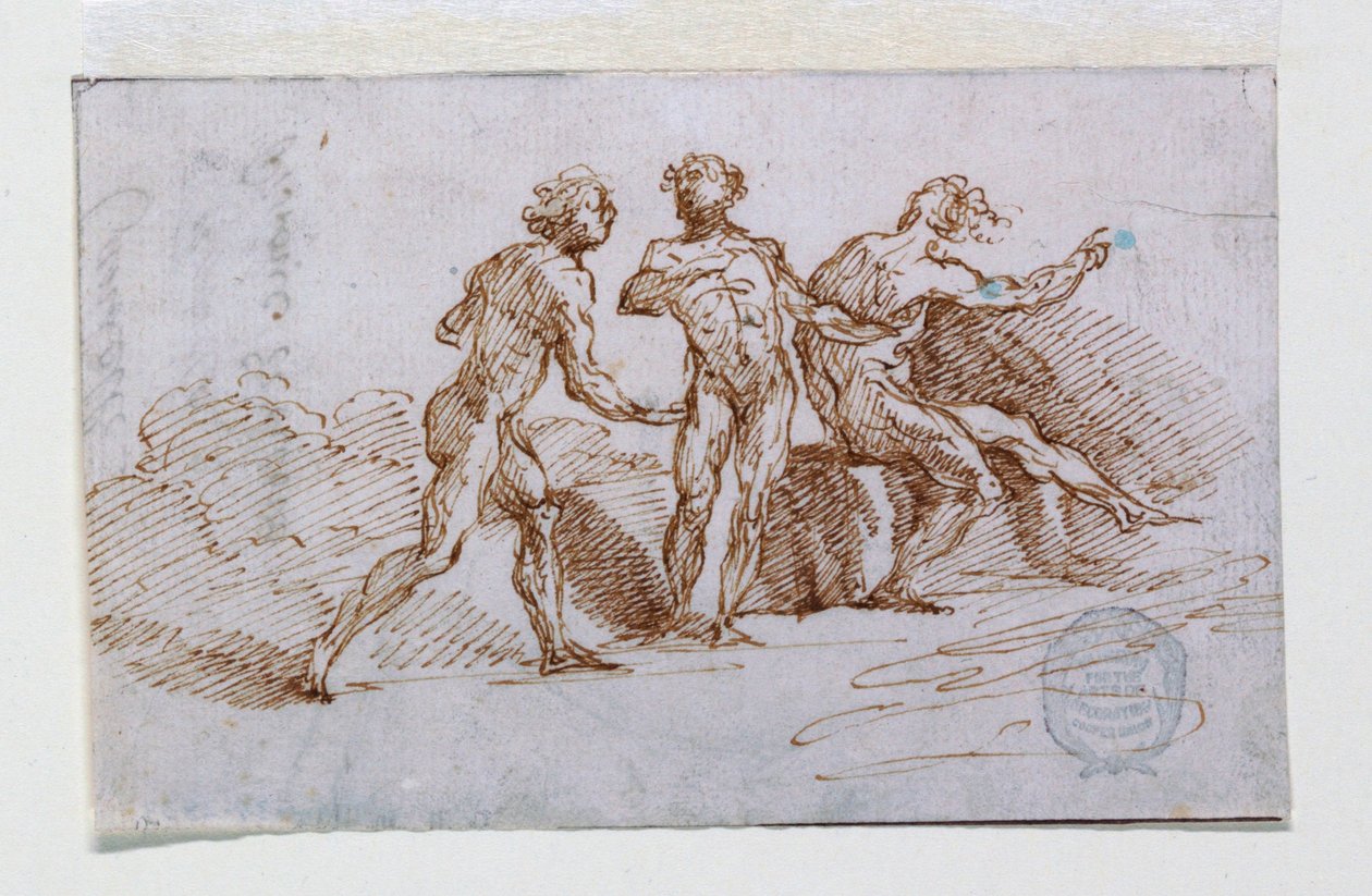 Drie naakte mannen door Giuseppe Bernardino Bison