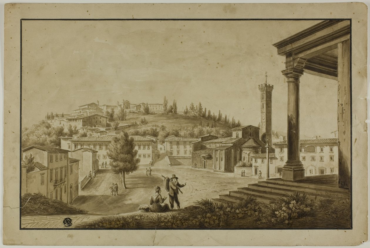 Uitzicht op Piazza in Fiesole door Giuseppe Gherardi