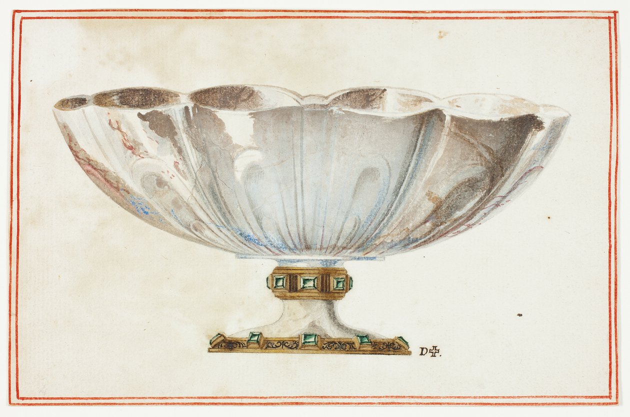 Kom met gecanneleerde bodem en juwelen door Giuseppe Grisoni