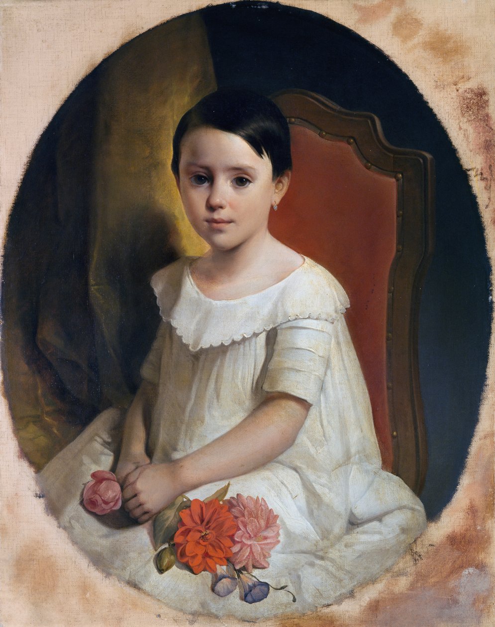 Klein meisje met bloemen door Giuseppe Mazza