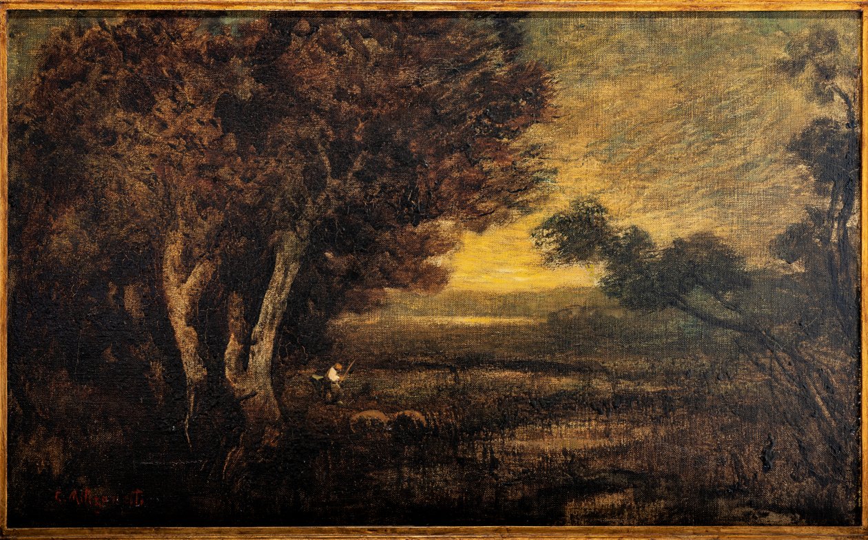 Landschap met figuur door Giuseppe Miti Zanetti