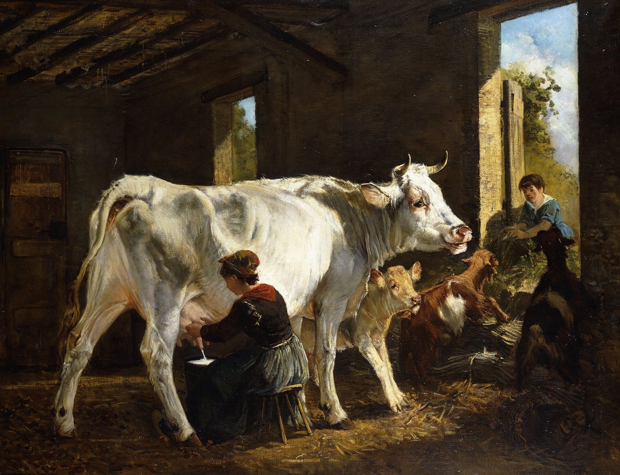 La Mungitura door Giuseppe Palizzi