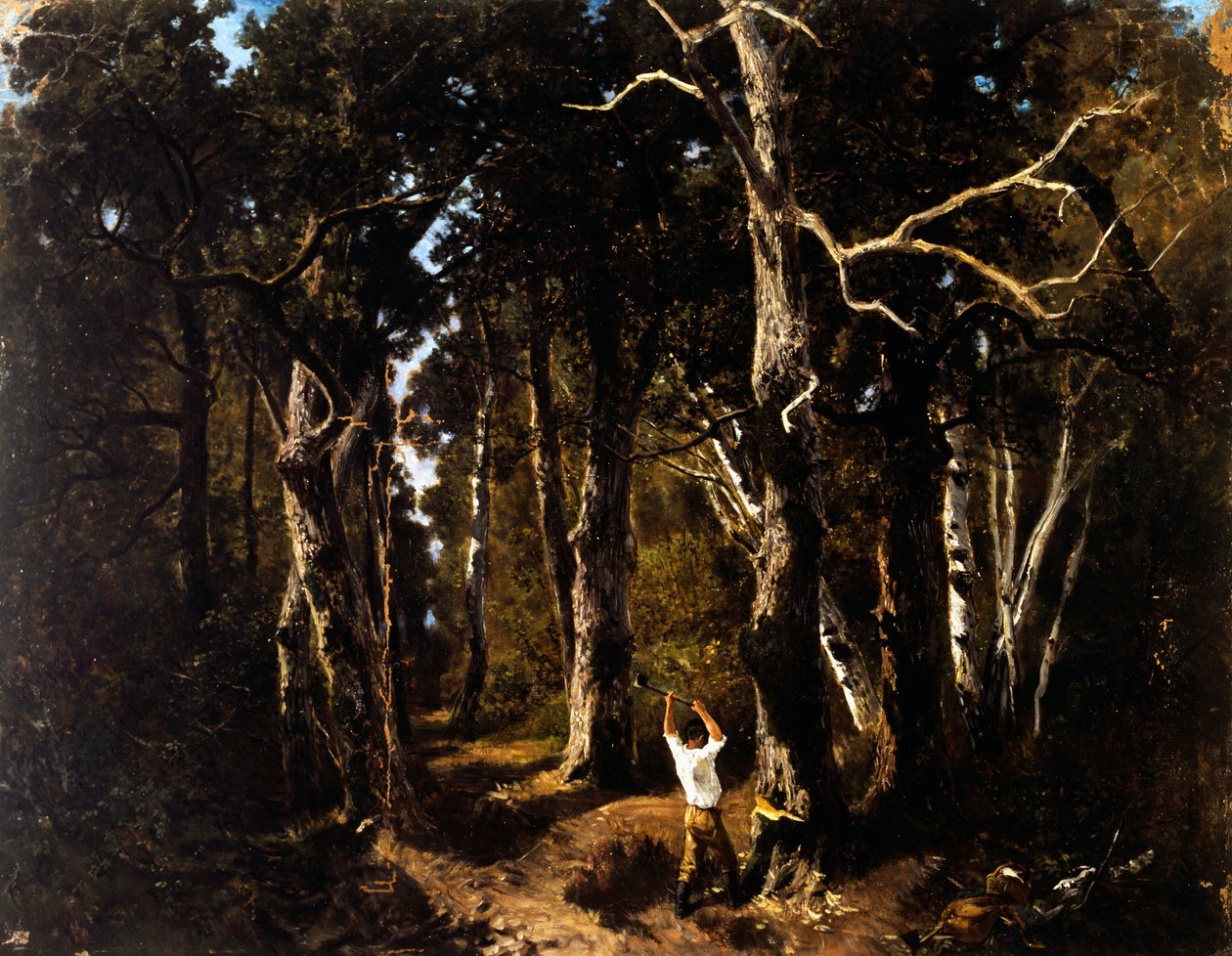 De houthakker in Fontainebleau door Giuseppe Palizzi