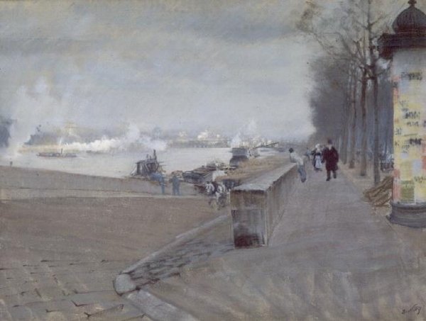 De Seine in Parijs door Giuseppe de Nittis