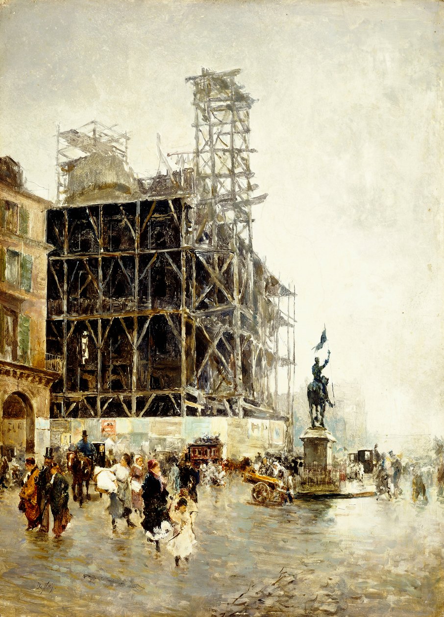 Place de Pyramides door Giuseppe or Joseph de Nittis