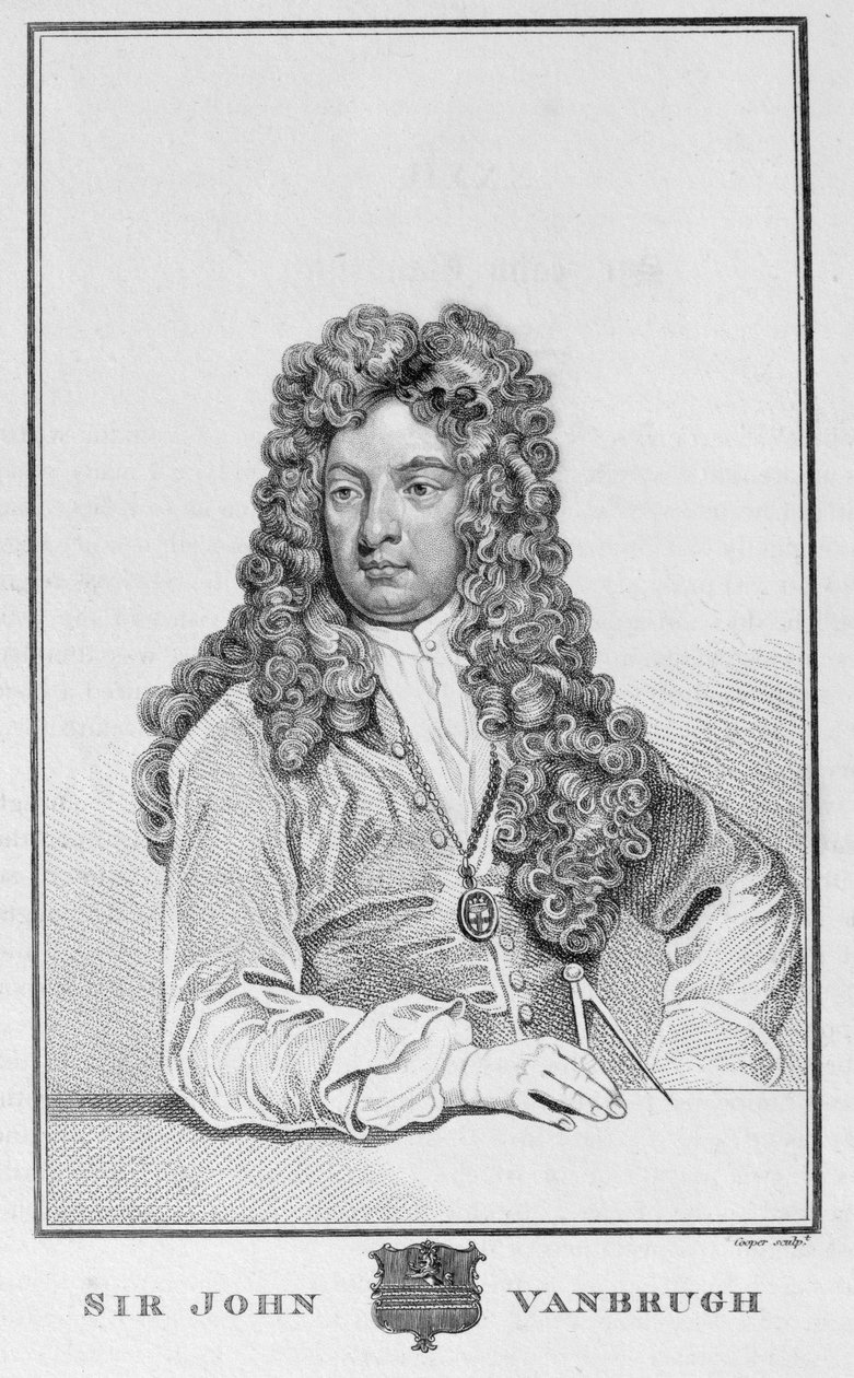 Sir John Vanbrugh (1664-1726), gegraveerd door Richard Cooper door Godfrey Kneller