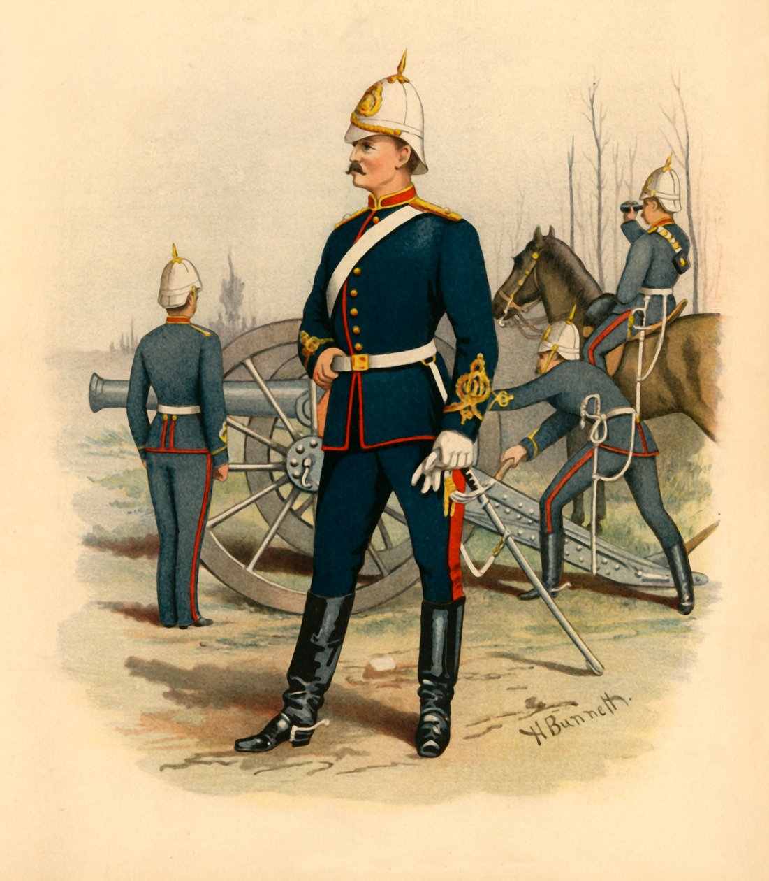 Victoriaanse artillerie, 1890 door Godfrey Douglas Giles