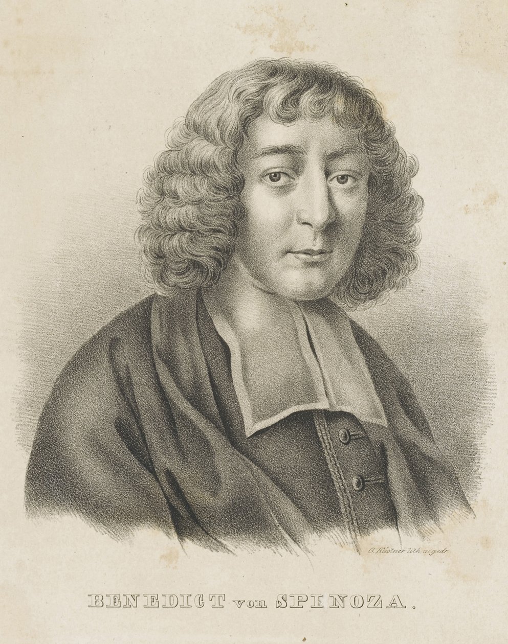Portret van Baruch Spinoza, ca. 1830-1840 door Gottfried Küstner