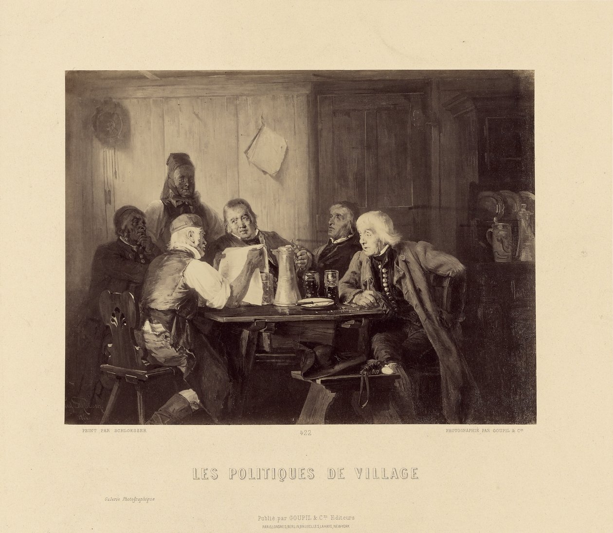 "Dorpspolitiek door Scholesser door Goupil and Cie.